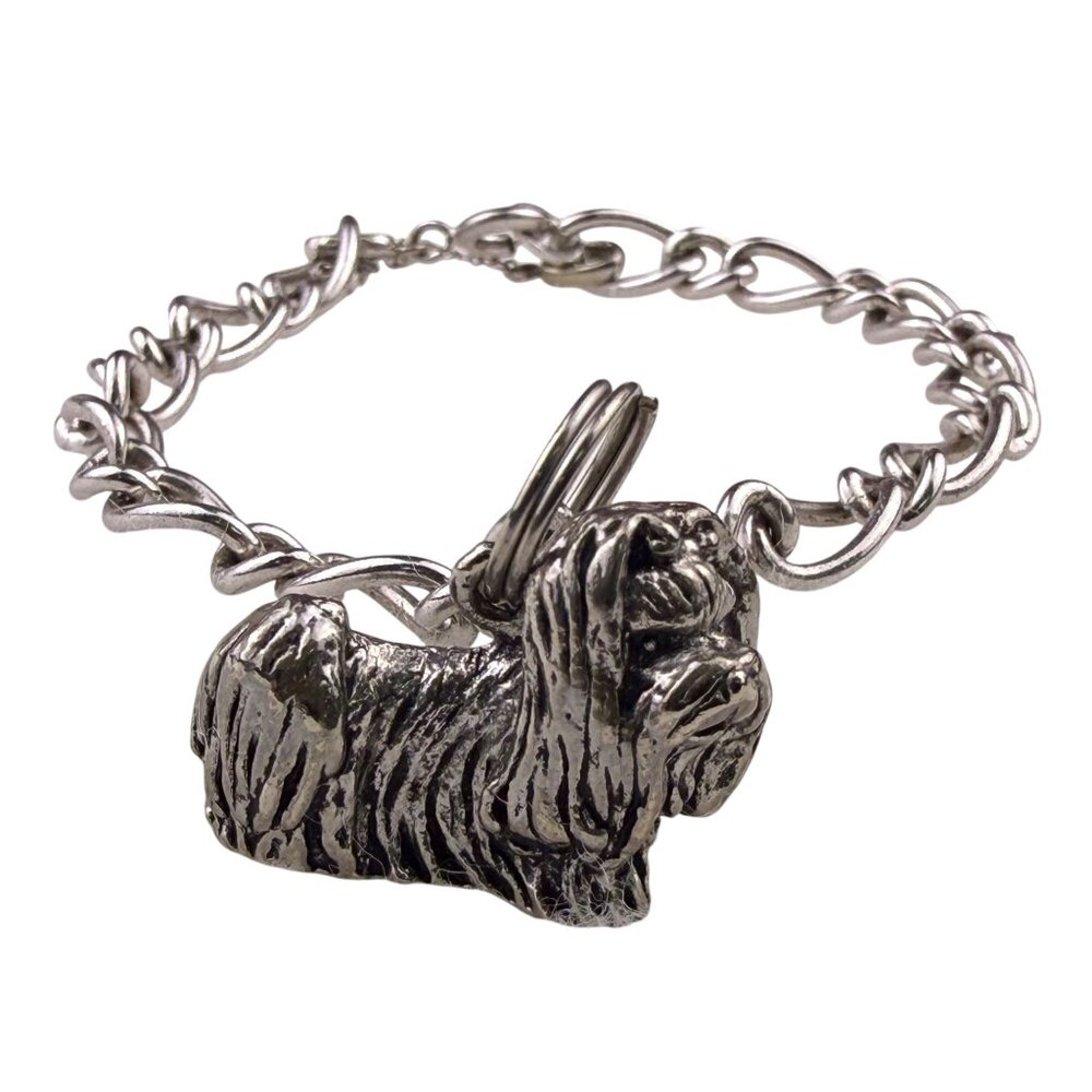 Krementz Unisex Silver Tone Metal Dog Charm Chain Bracelet